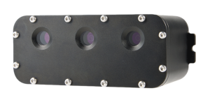 Underwater OAK-D Triple-Lens Depth AI Camera in waterproof housing - Close Front View