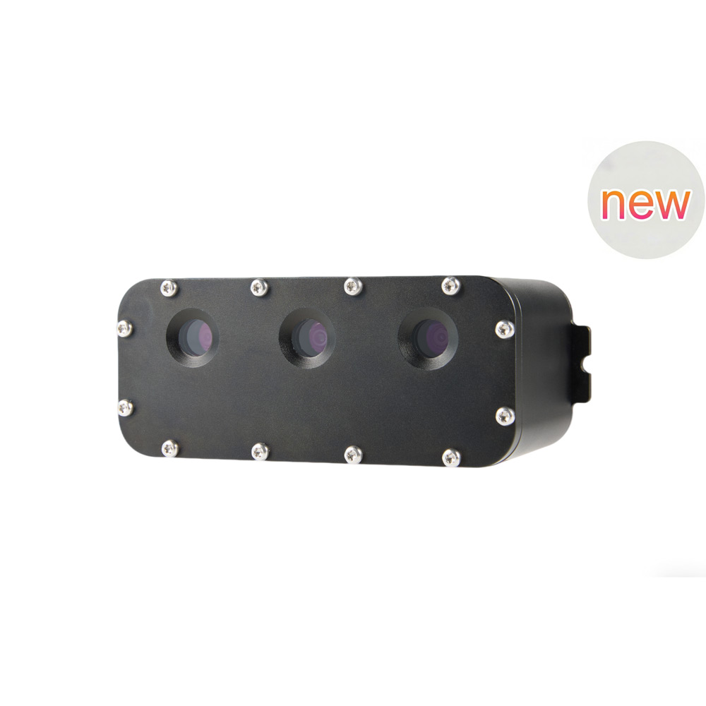 Underwater OAK-D Triple-Lens Depth AI Camera in waterproof housing - Front View