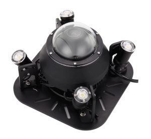 Underwater 360° Total Vision PTZ Camera with integrated LED lights for omnidirectional monitoring - Front View