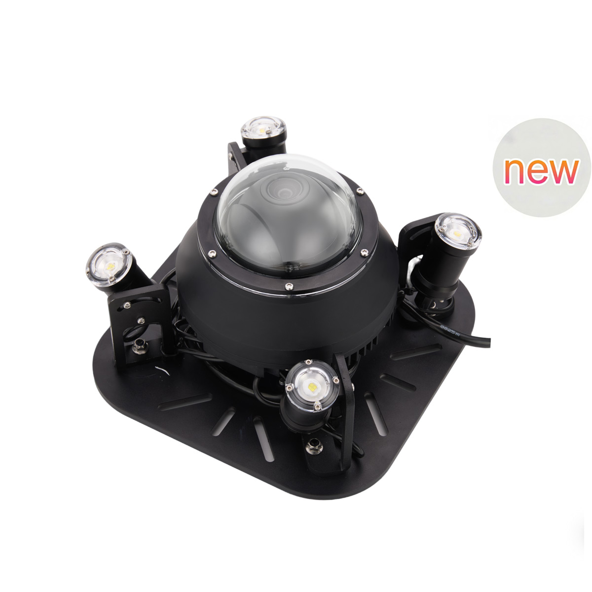 Underwater 360° Total Vision PTZ Camera with integrated LED lights for omnidirectional monitoring - Front View