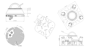 Underwater 360° Total Vision PTZ Camera with integrated LED lights for omnidirectional monitoring - dimension