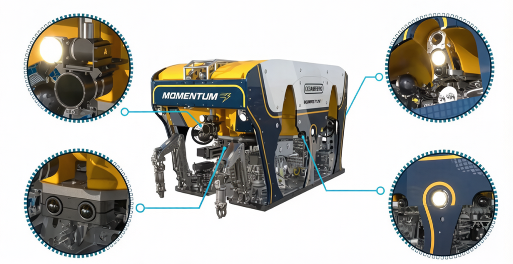 Detailed Diagrams of Multi-Light and Multi-Camera Arrangement for Large ROVs